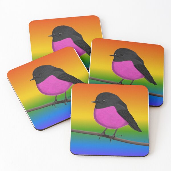 Item preview, Pink Robin Rainbow Bird Birdlover Birdwatcher Diversity Pride designed and sold by jz-birds.