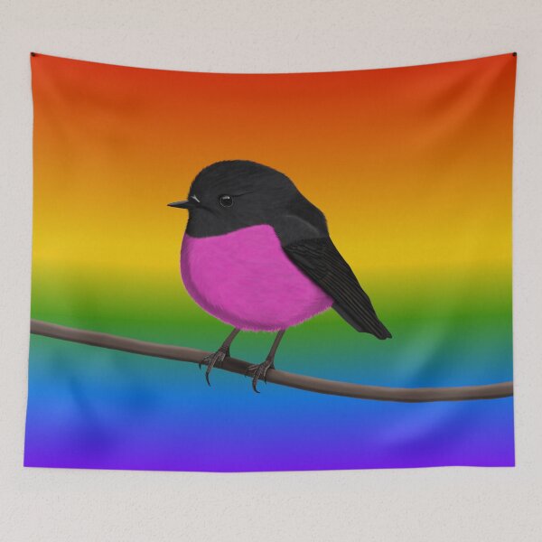 Item preview, Pink Robin Rainbow Bird Birdlover Birdwatcher Diversity Pride designed and sold by jz-birds.