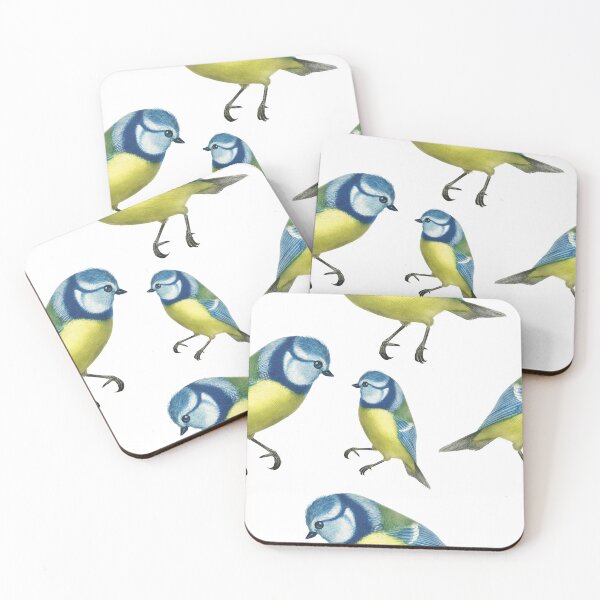 Item preview, Small green blue finch bird repeating seamless pattern designed and sold by wavethreat.