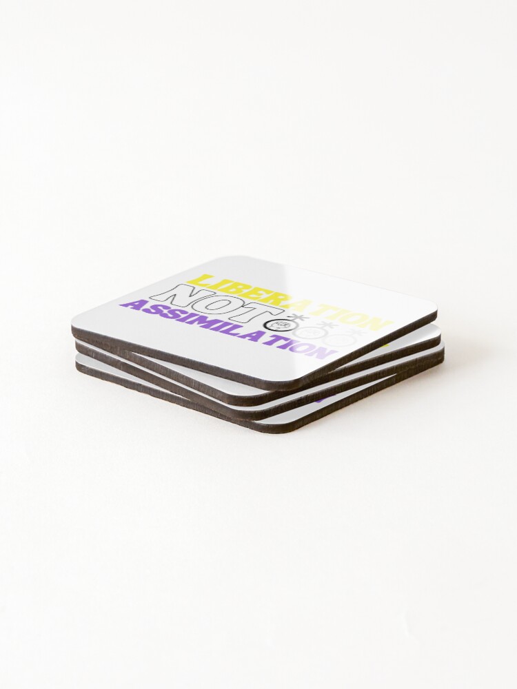 Thumbnail 4 of 5, Coasters (Set of 4), Liberation Not Assimilation [Nonbinary Rights] designed and sold by StabbyCat.