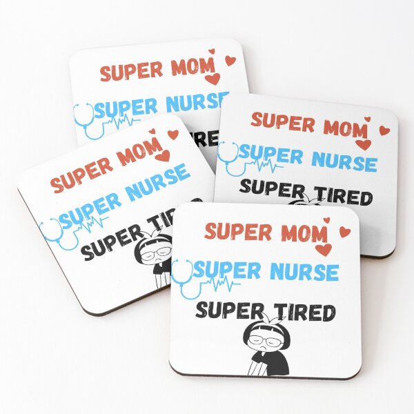 Made in UK Super Wife Super Mum Mother's Day Funky Design Super Tired Funny Drinks Coaster