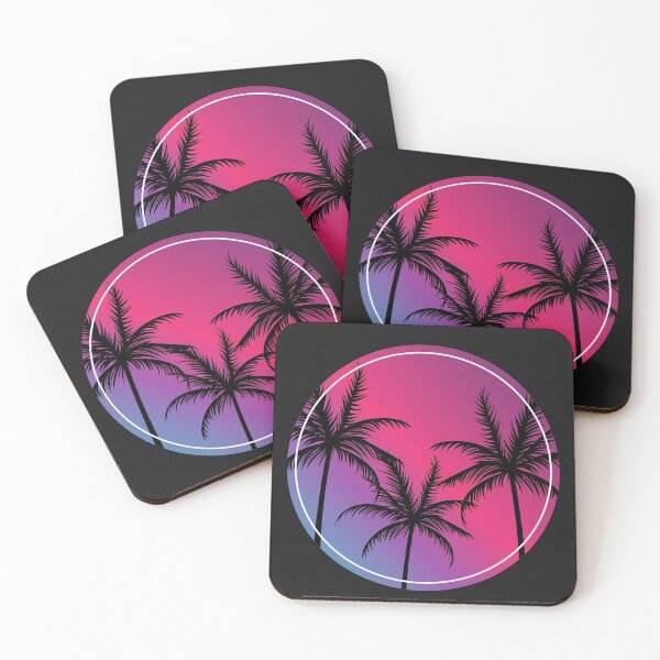 Vaporwave Aesthetic Great Wave Off Kanagawa Retro Sunset essentiel Coasters (Set of 4)