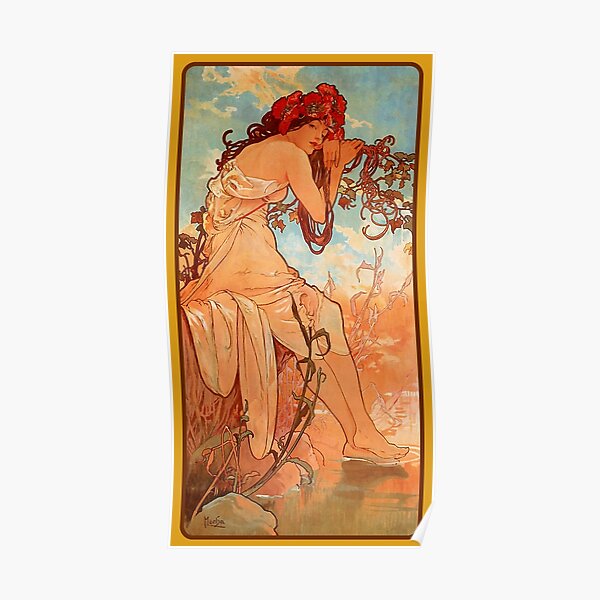 MUCHA. Alphonse Mucha, SUMMER, 1896, ART NOUVEAU POSTER. Poster