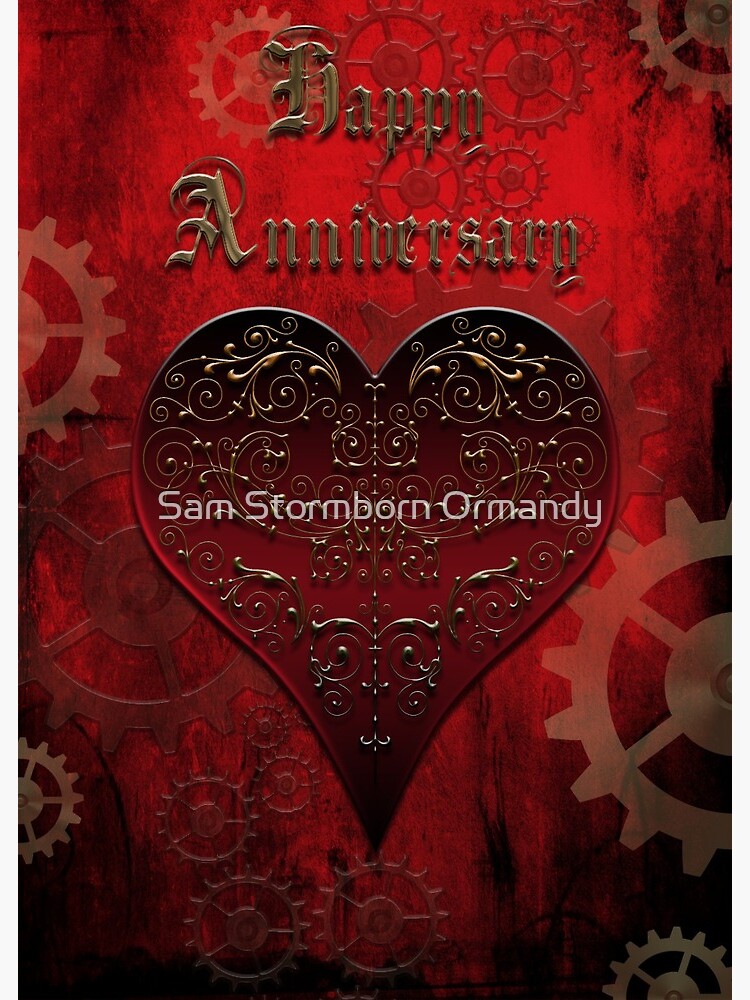Carte De Vœux Carte D Anniversaire De Conte De Fees Steampunk De Hibou En Filigrane Version Rouge Traditionnelle Par Samstormborn Redbubble
