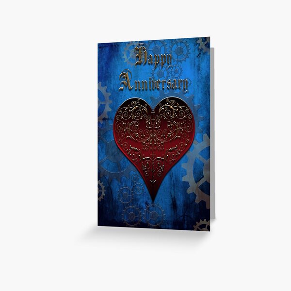 Carte De Vœux Carte Anniversaire Steampunk Fairytale Version Bleu Royal Par Samstormborn Redbubble