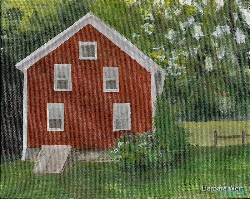 "Vermont, red house" by Barbara Weir Redbubble
