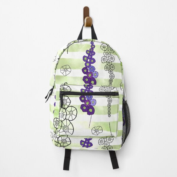 Item preview, Large purple flowers on olive watercolor background designed and sold by kMariaART.