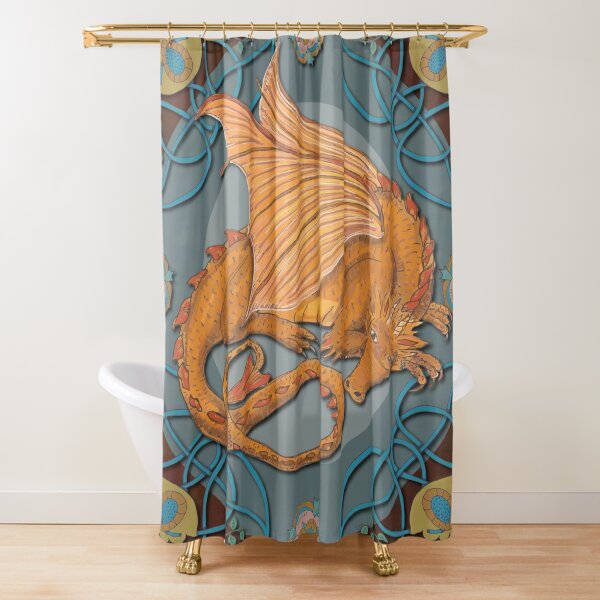 Celtic Medieval Earth Dragon Shower Curtain