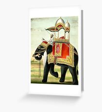 Vintage Decorated Elephant With Howdah Painting Greeting Card