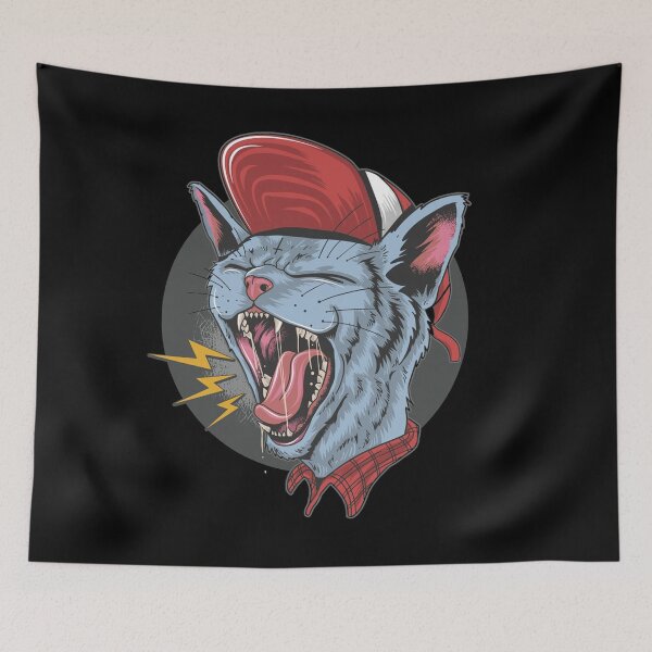 Item preview, CAT KITTY SCREAM OVER ROCK N ROLL PUNKER ARTWORK VERCTOR designed and sold by teemix.