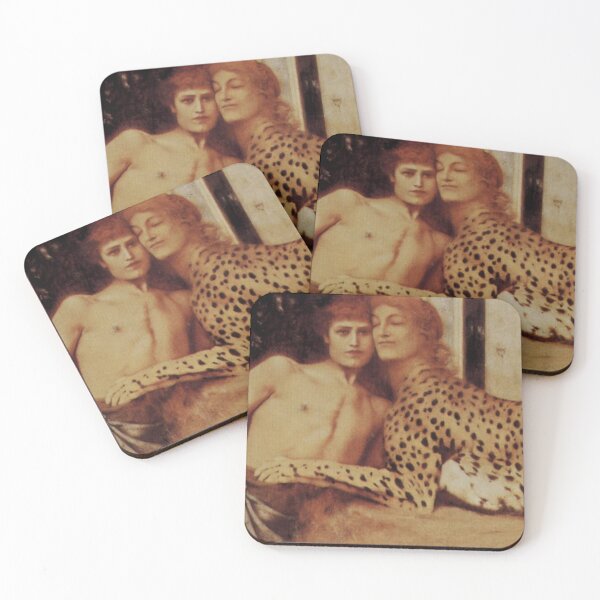Item preview, Painting of Les Caresses or Oedipus and The Sfinx by Fernand Khnopff designed and sold by ArtyMaster.