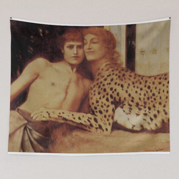 Item preview, Painting of Les Caresses or Oedipus and The Sfinx by Fernand Khnopff designed and sold by ArtyMaster.