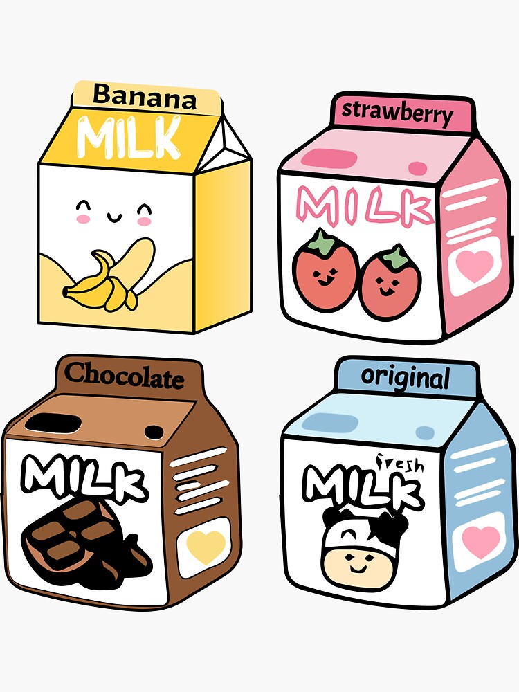 Kawaii Milk Sticker Milk Stickers Strawberry Milk Banana Milk