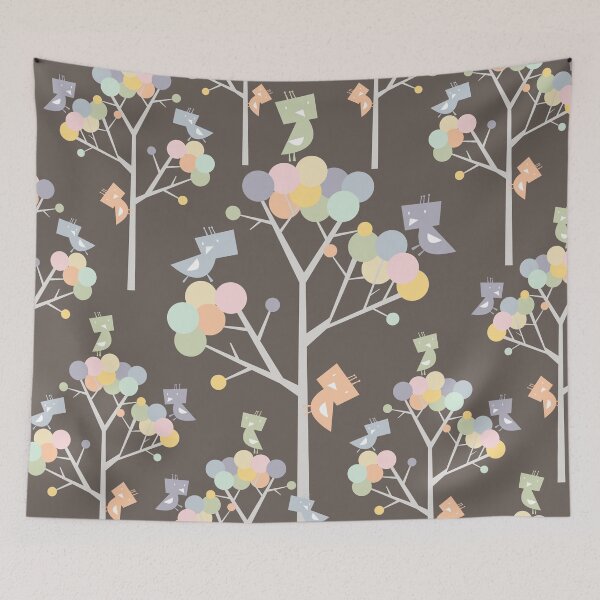 Item preview, Colorful Pastels Whimsical Tweet Birds On Branches Of Dotted Trees © fatfatin designed and sold by fatfatin.