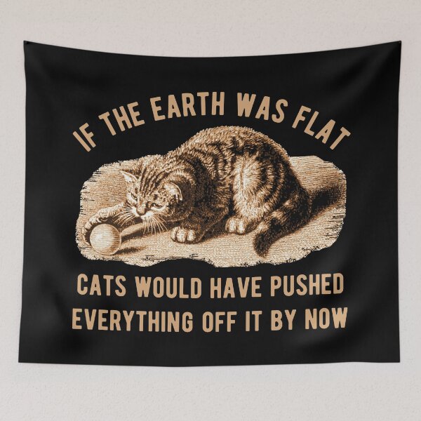 Item preview, If The Earth Was Flat - Funny Vintage Cat designed and sold by kickwear-com.