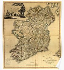 Vintage Map of Ireland (1797) Poster