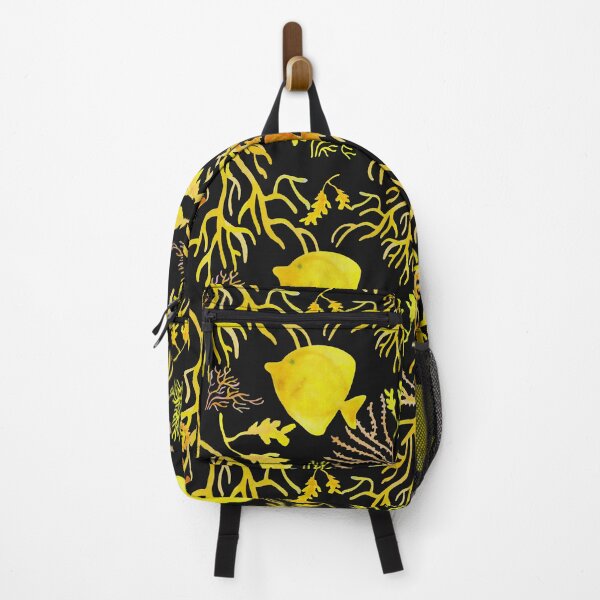 Item preview, Yellow fish pattern black designed and sold by AgniArt.