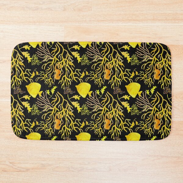 Item preview, Yellow fish pattern black designed and sold by AgniArt.