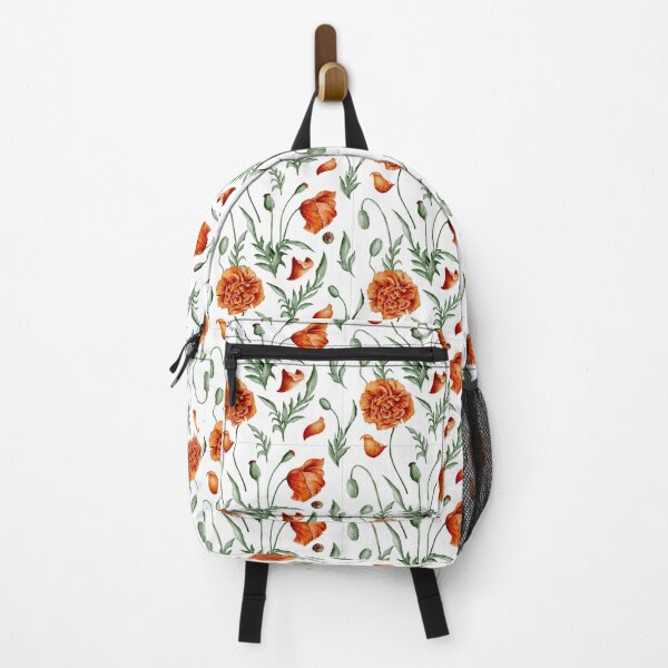 Item preview, Digital watercolour seamless pattern with scarlet wild poppies, poppy seedpods, poppy buds and green leaves on the white background. designed and sold by BananiLettering.
