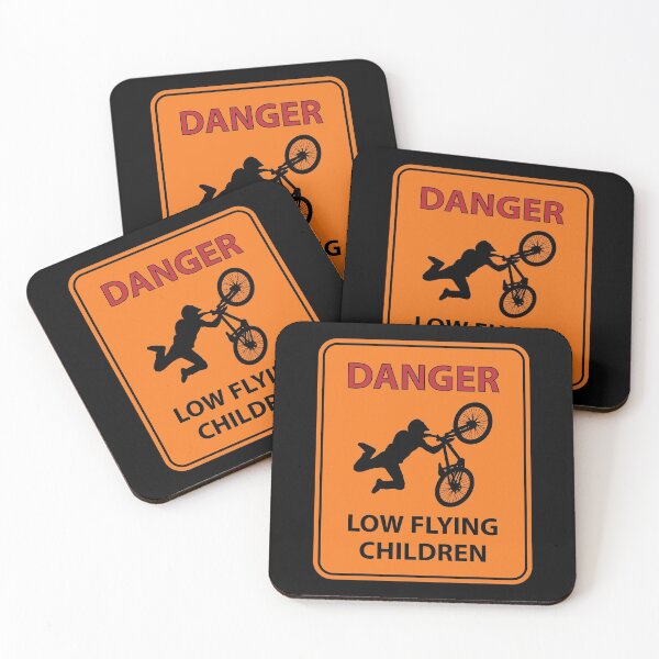 Artikelvorschau, Warnschild im BMX-Dirt-Jump-Highway-Stil. Gefahr für tief fliegende Kinder entworfen und verkauft von MultistorieDog.
