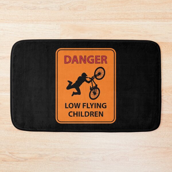 Artikelvorschau, Warnschild im BMX-Dirt-Jump-Highway-Stil. Gefahr für tief fliegende Kinder entworfen und verkauft von MultistorieDog.