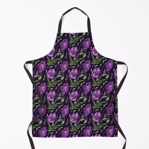 Item preview, Digital watercolour seamless pattern with  purple wild poppies, poppy seedpods, poppy buds and green leaves on the dark background. designed and sold by BananiLettering.
