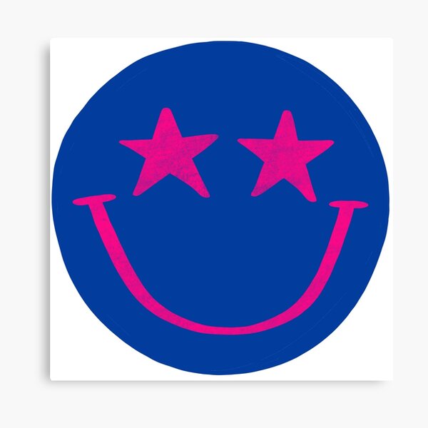 Blue and Hot Pink Star Smiley Face Canvas Print