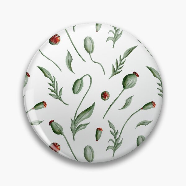 Item preview, Digital watercolour seamless pattern with wild poppies' buds, seedpods and green leaves on the white background. designed and sold by BananiLettering.