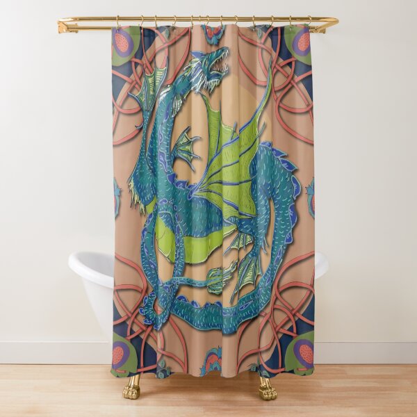 Celtic Medieval Water Dragon Shower Curtain