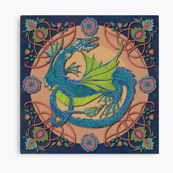 Celtic Medieval Water Dragon Canvas Print