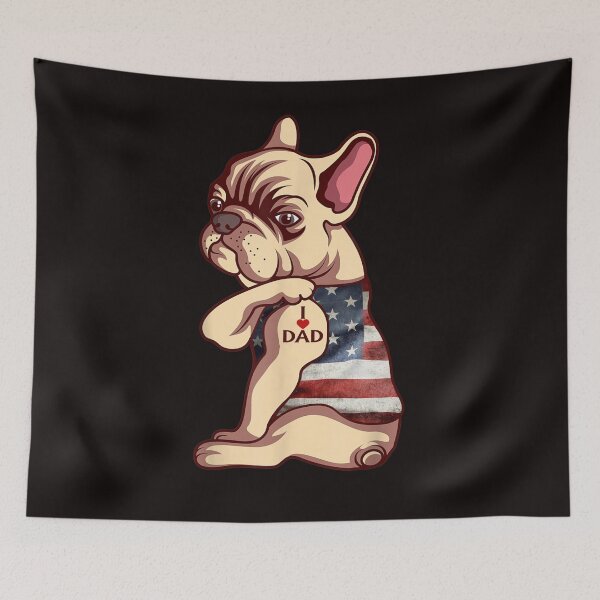 Item preview, French Bulldog Dog Tattoo I Love Dad Funny Fathers Day designed and sold by BiancaMoss51.