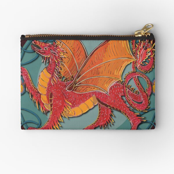 Celtic Medieval Fire Dragon Zipper Pouch