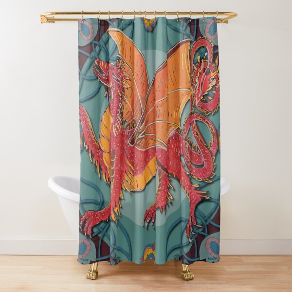 Celtic Medieval Fire Dragon Shower Curtain