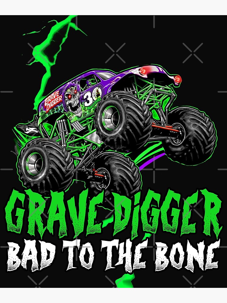 Disover Grave Digger Bad to the Bone monster jam grave digger monster truck Fanart Premium Matte Vertical Poster