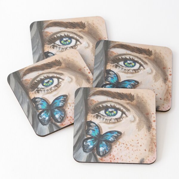 Item preview, Girl with butterfly acrylic portrait  designed and sold by BlueBoarCrafts.