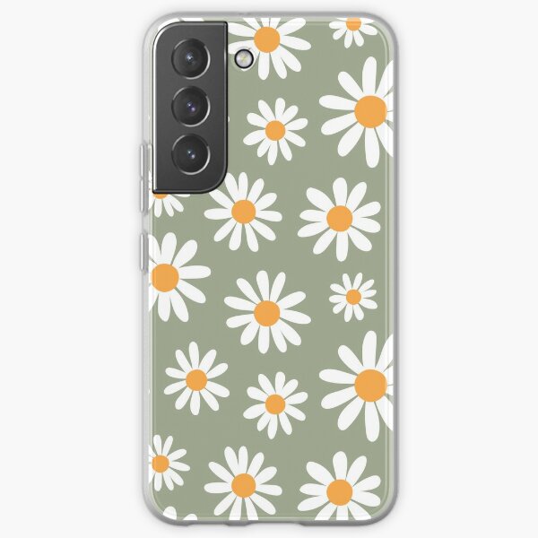 Discover Spring daisies floral retro pattern on sage green | Samsung Galaxy Phone Case