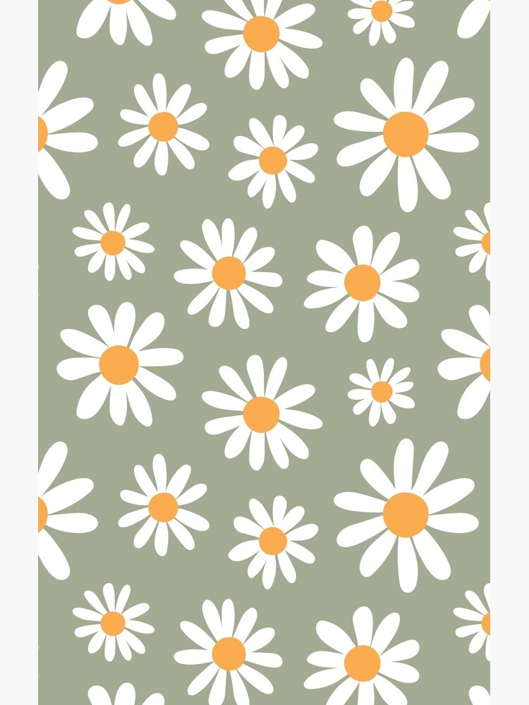Disover Spring daisies floral retro pattern on sage green | Samsung Galaxy Phone Case