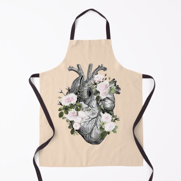 Item preview, Human heart and roses, anatomy illustration art, lightpink roses and green leaves designed and sold by Collagedream.