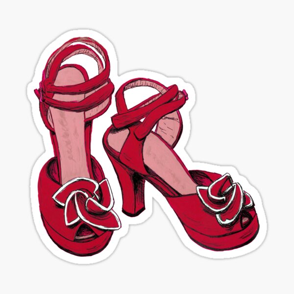 Red Vintage 1940s Platform Shoes Sticker