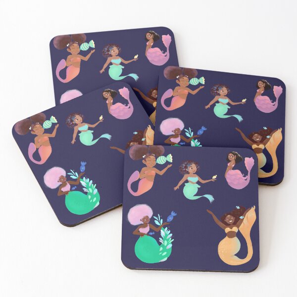Item preview, Cute Colorful Black Mermaids With Fish  designed and sold by Patricia Grannum.