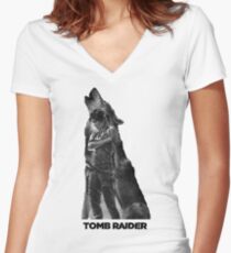 Tomb Raider - Lone Wolf Women's Fitted V-Neck T-Shirt