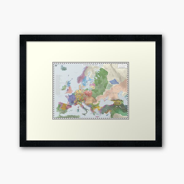 Europe (Detailed) AD 1217 Framed Art Print