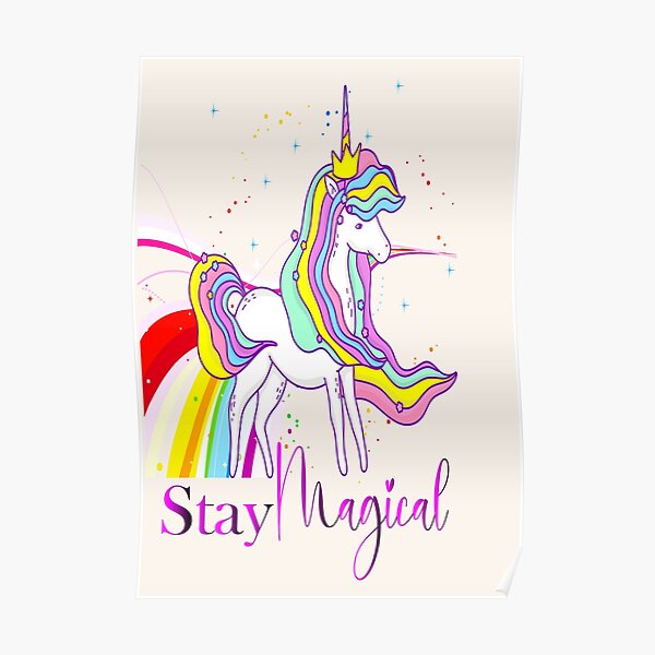 Poster Conception De Licorne Rose Avec Des Citations Par Crazy Art Land Redbubble