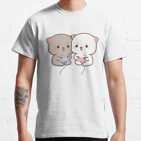lindo gato mochi melocotón Camiseta clásica