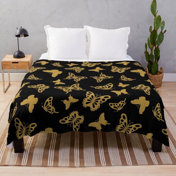 Item preview, butterflies pattern gold on black designed and sold by cutecrazytshirt.