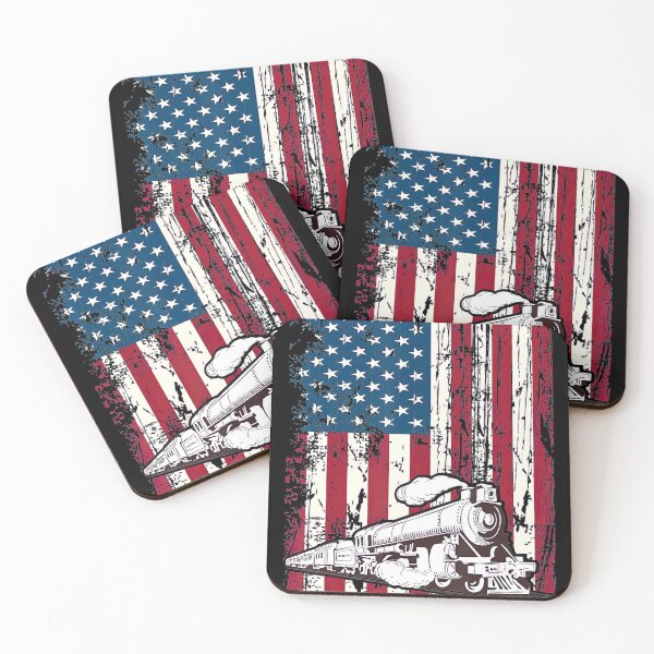 Item preview, Train Locomotive Engine USA American Flag 4th of July designed and sold by sherriwester.