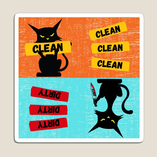 Clean Dirty Dishwasher Magnet Funny Cat - Dishwasher Magnet Clean Dirty Funny Flip - Kitchen Gift