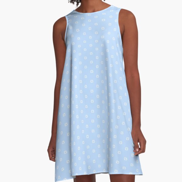 Simple Blue Foulard A-Line Dress