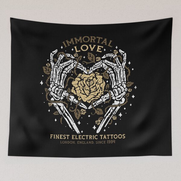 Item preview, Immortal Love, London Tattoo Studio Design, Skeleton and Roses designed and sold by Proverbial Wisdom Design.