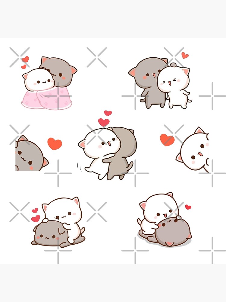 mochi peach cat sticker pack by mocha--cat